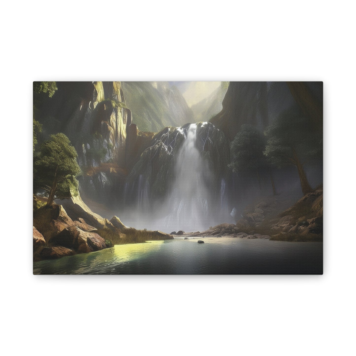 Serene Waterfall Canvas Print, Nature Wall Art, Home Décor, Gift for Nature Lovers, Living Room Artwork, Modern Landscape