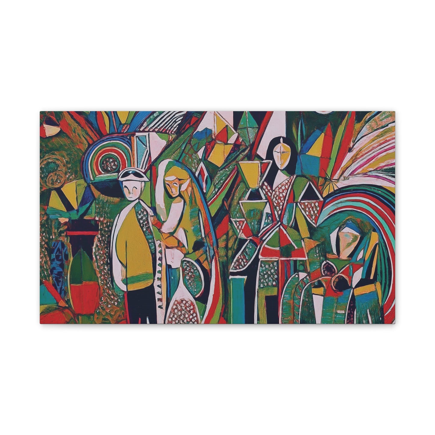 Canvas Print - Colorful Abstract Couple and Lady Standing Away