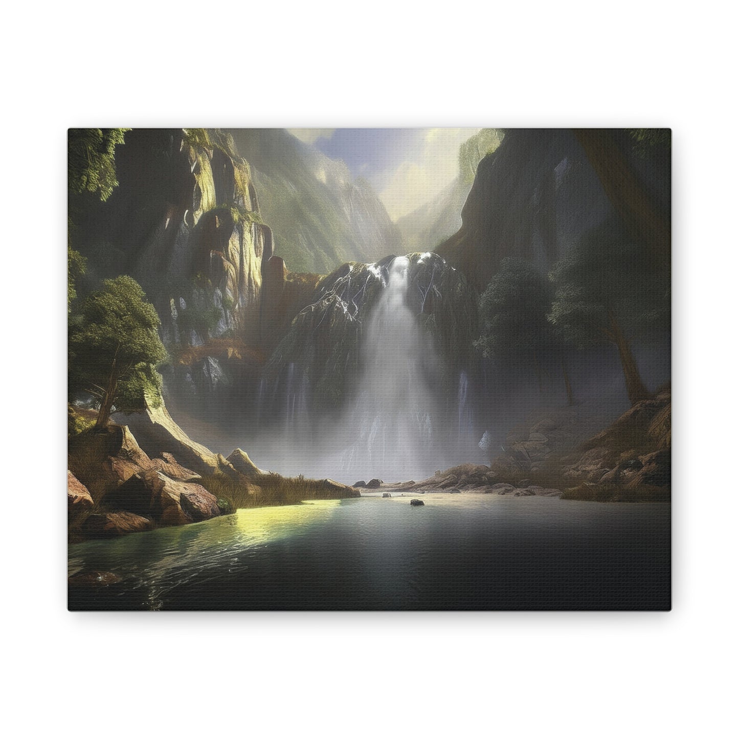 Serene Waterfall Canvas Print, Nature Wall Art, Home Décor, Gift for Nature Lovers, Living Room Artwork, Modern Landscape