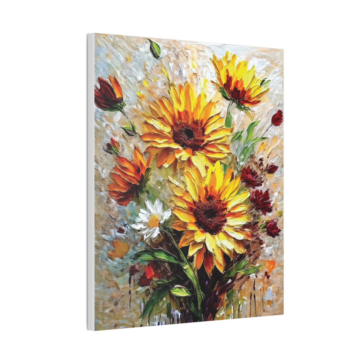 Vibrant Floral Canvas Print, Sunflower Wall Art, Home Decor, Bright Gift, Spring Decor, Nature Inspired Art