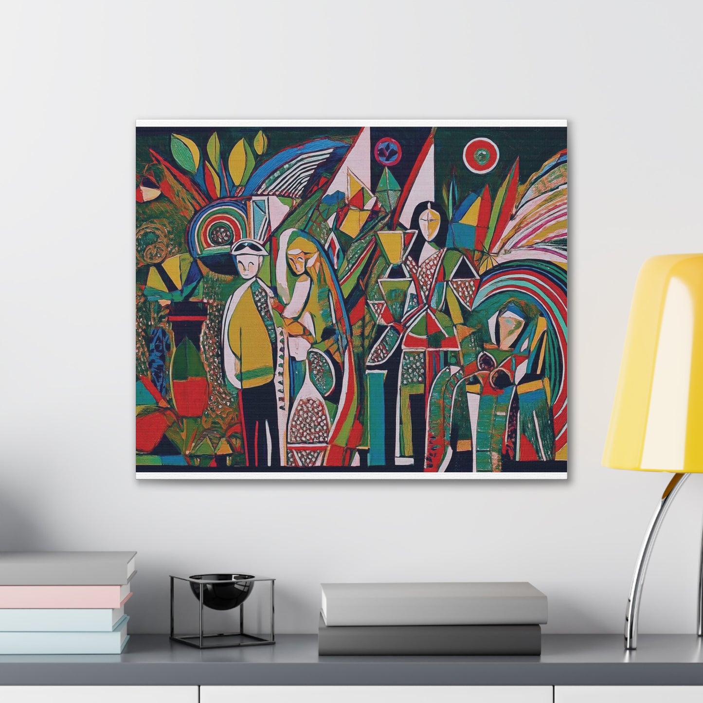 Canvas Print - Colorful Abstract Couple and Lady Standing Away