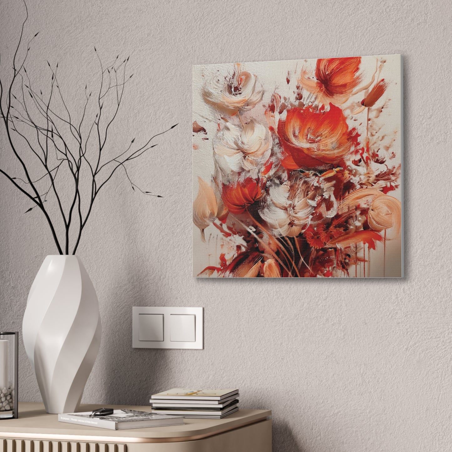 Floral Canvas Wall Art, Vibrant Flower Artwork, Home Decor, Living Room Decor, Gift for Her, Boho Chic Wall Hanging