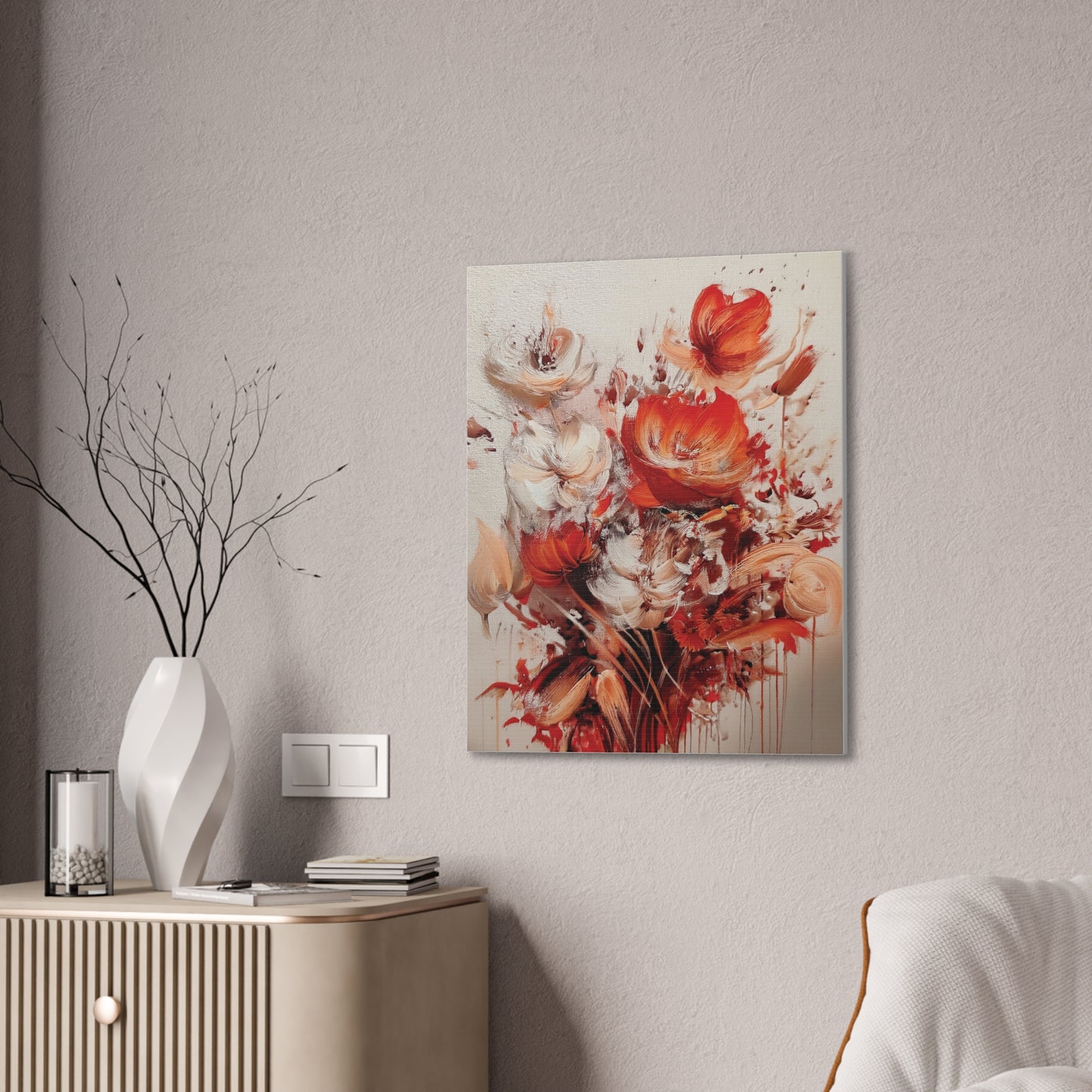 Floral Canvas Wall Art, Vibrant Flower Artwork, Home Decor, Living Room Decor, Gift for Her, Boho Chic Wall Hanging