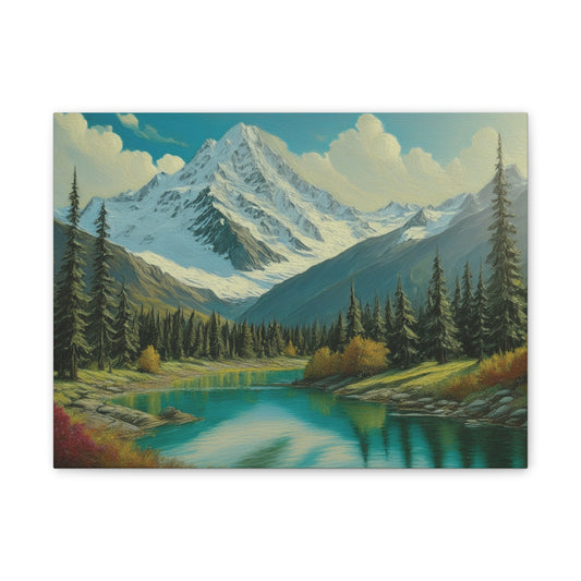 Majestic Mountain Canvas Art Print, Nature Wall Decor, Scenic Landscape Painting, Home Office Wall Art, Gift for Nature Lovers