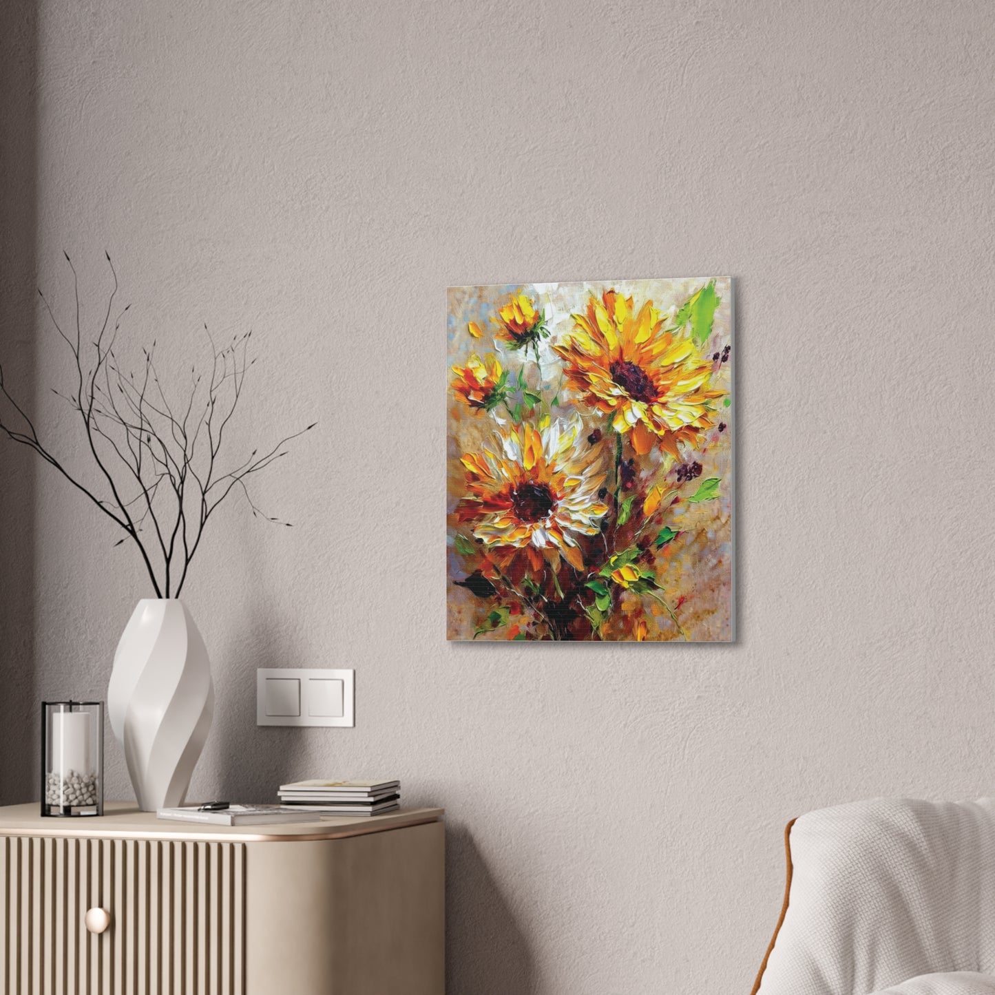 Vibrant Floral Canvas Art Print, Sunflower Wall Decor, Home Office Decoration, Gift for Nature Lovers, Brighten Your Space