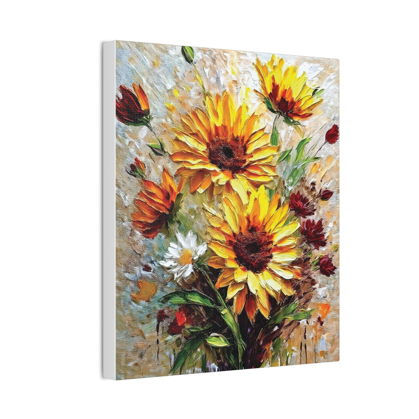 Vibrant Floral Canvas Print, Sunflower Wall Art, Home Decor, Bright Gift, Spring Decor, Nature Inspired Art