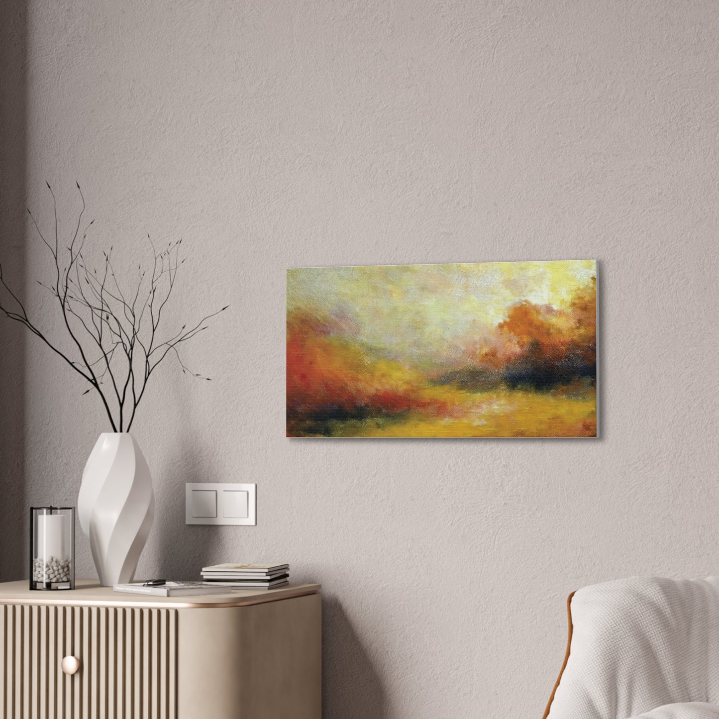 Vibrant Canvas Art Print, Stretched Wall Decor for Living Room, Abstract Landscape Artwork, Home Decoration, Gift for Art Lovers