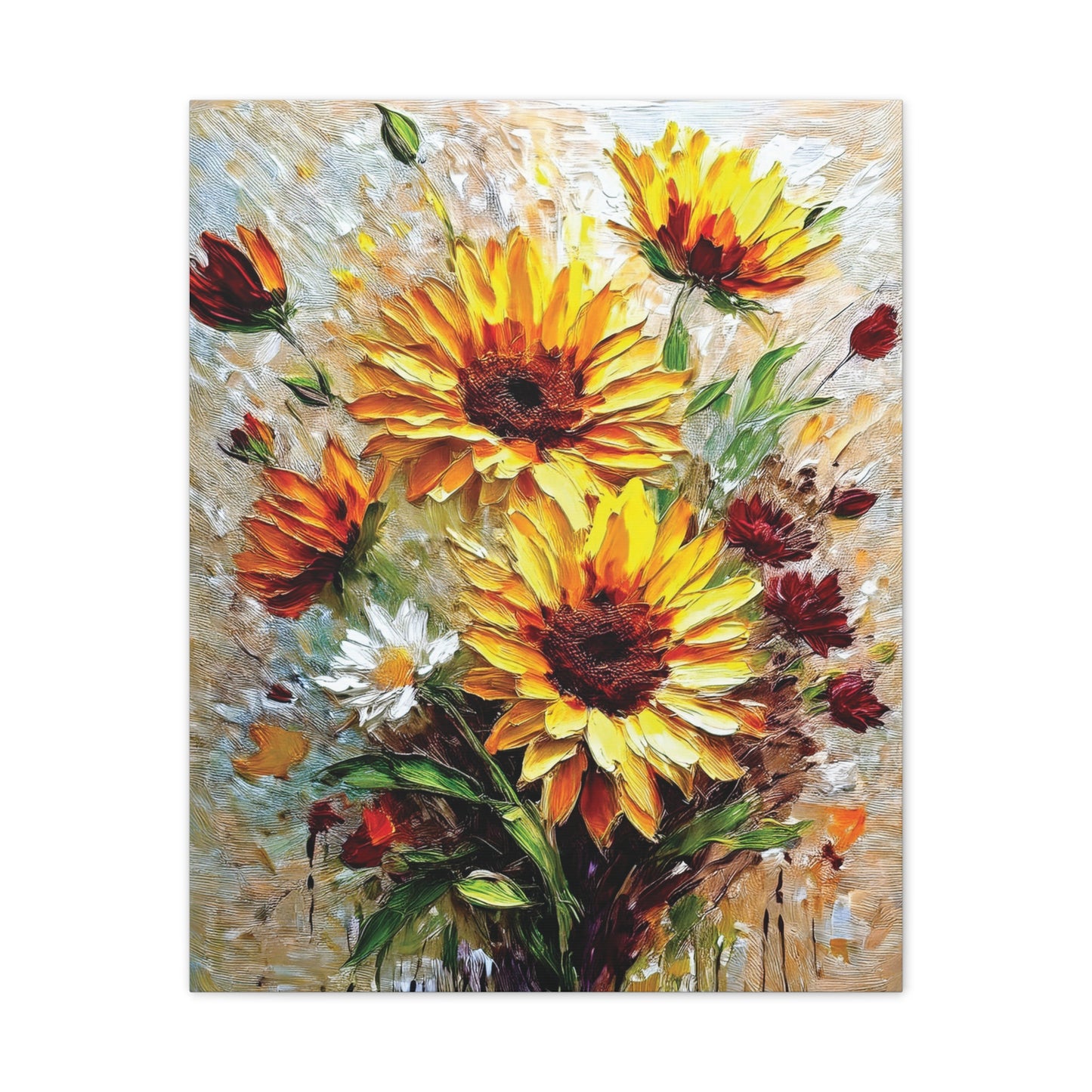 Vibrant Floral Canvas Print, Sunflower Wall Art, Home Decor, Bright Gift, Spring Decor, Nature Inspired Art