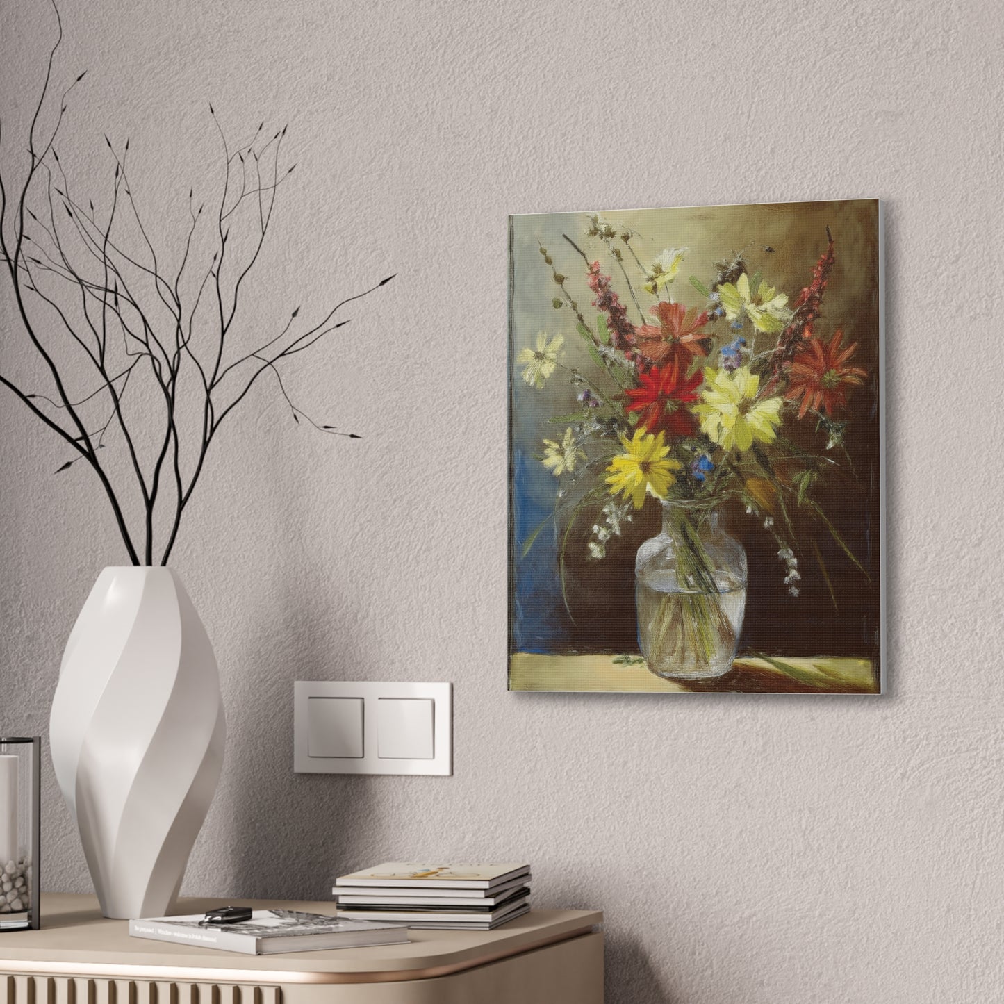 Floral Canvas Art Print, Vibrant Flower Wall Decor, Home Decor, Gift for Garden Lovers, Office Wall Art, Spring Decoration