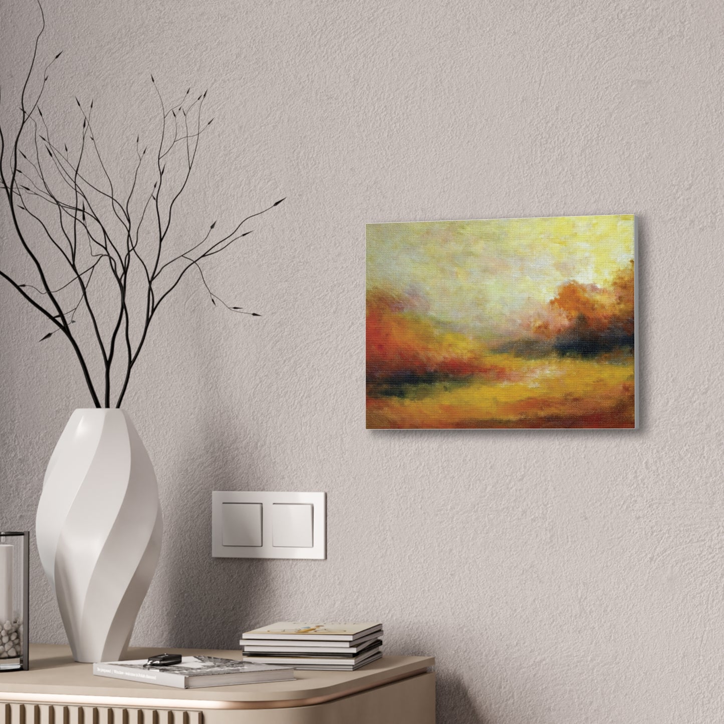 Vibrant Canvas Art Print, Stretched Wall Decor for Living Room, Abstract Landscape Artwork, Home Decoration, Gift for Art Lovers