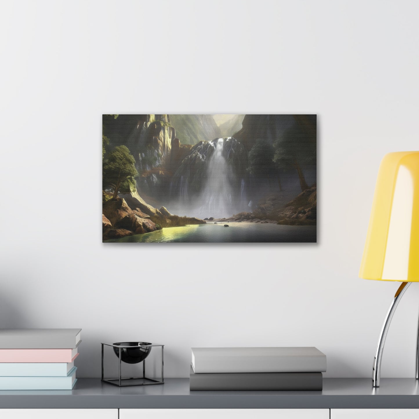 Serene Waterfall Canvas Print, Nature Wall Art, Home Décor, Gift for Nature Lovers, Living Room Artwork, Modern Landscape