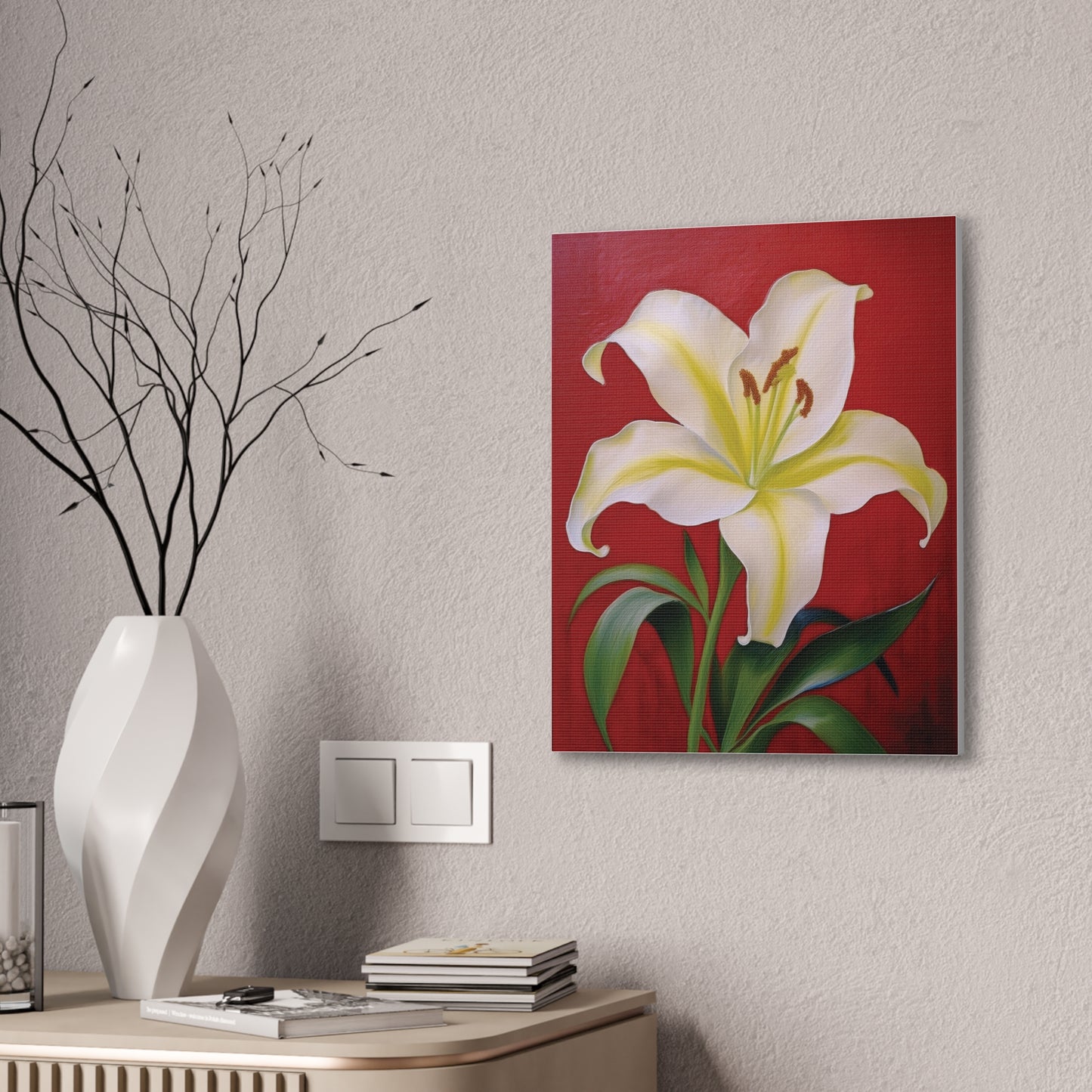 Elegant Floral Canvas Wall Art with Lily Design, Home Decor, Gift for Garden Lovers, Canvas Print, Spring Decor, Nature Wall Art