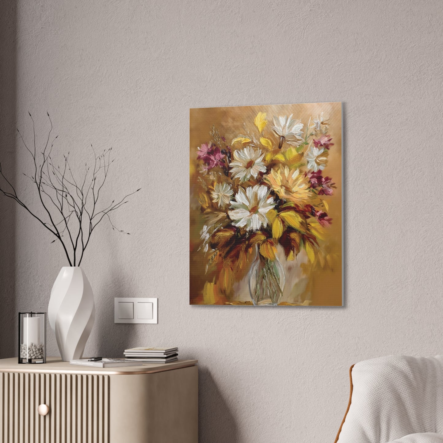 Floral Canvas Art Print, Vivid Flower Painting, Home Decor, Wall Art, Gift for Nature Lovers, Rustic Decor, Mother's Day, Birthday