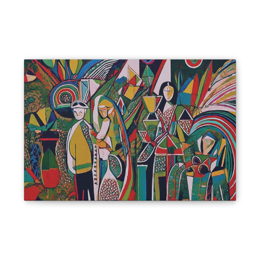 Canvas Print - Colorful Abstract Couple and Lady Standing Away