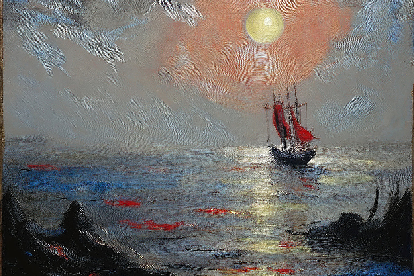 "Crimson Horizon: Solitude Under the Setting Sun"
