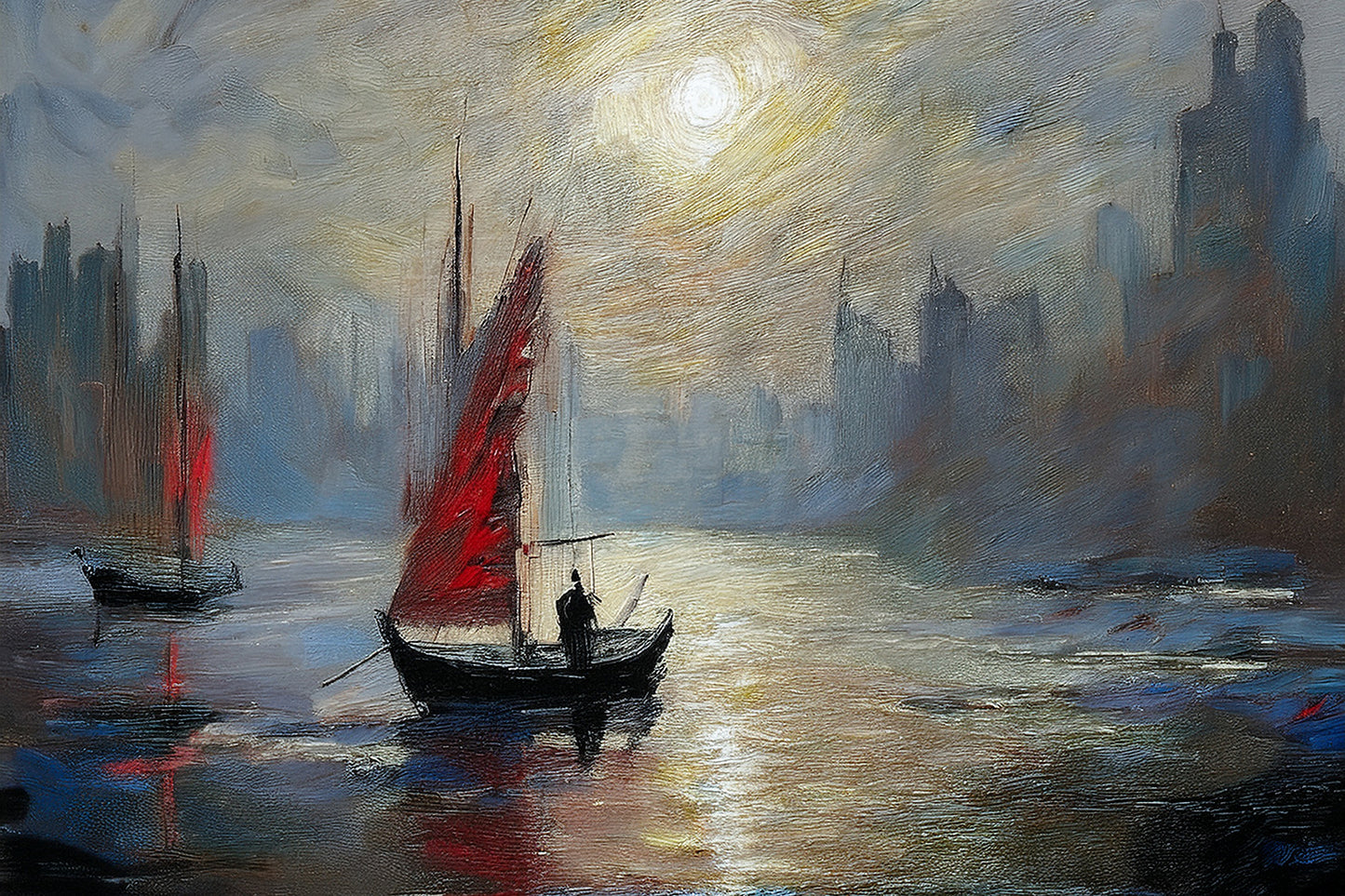"City & Crimson Sails: A Midnight Rendezvous"