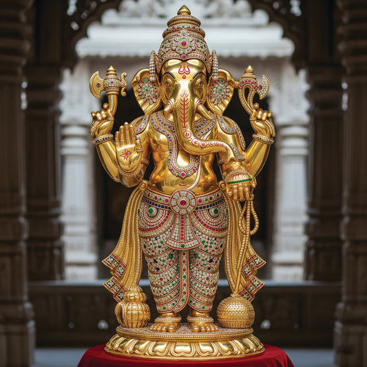 "Auspicious Aura, Lucky Charm — Let Ganapati’s Golden Grace Illuminate Your Space."
