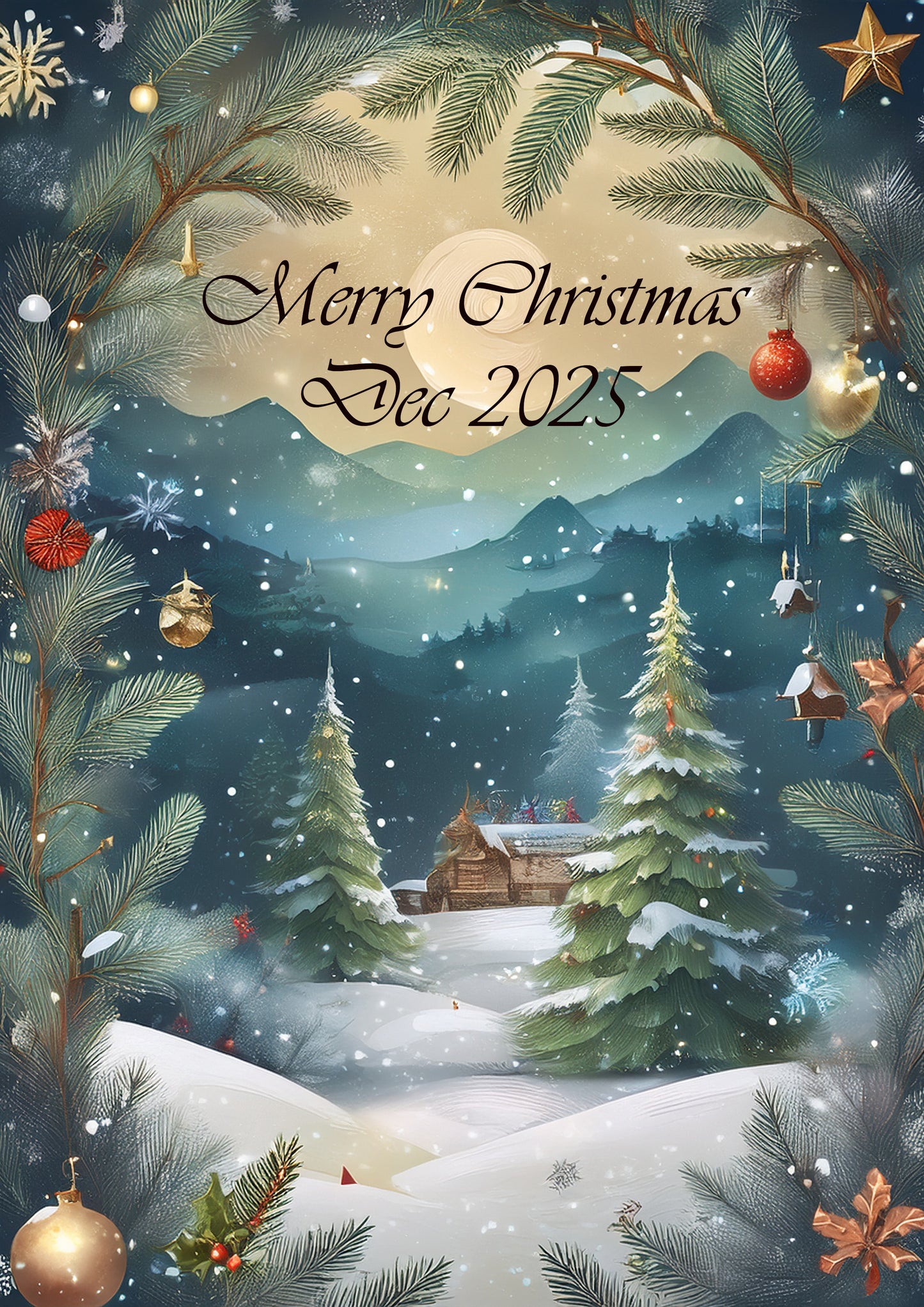 🎁 Free Digital Gift: Enchanting Winter Village Christmas Poster  A4 Size