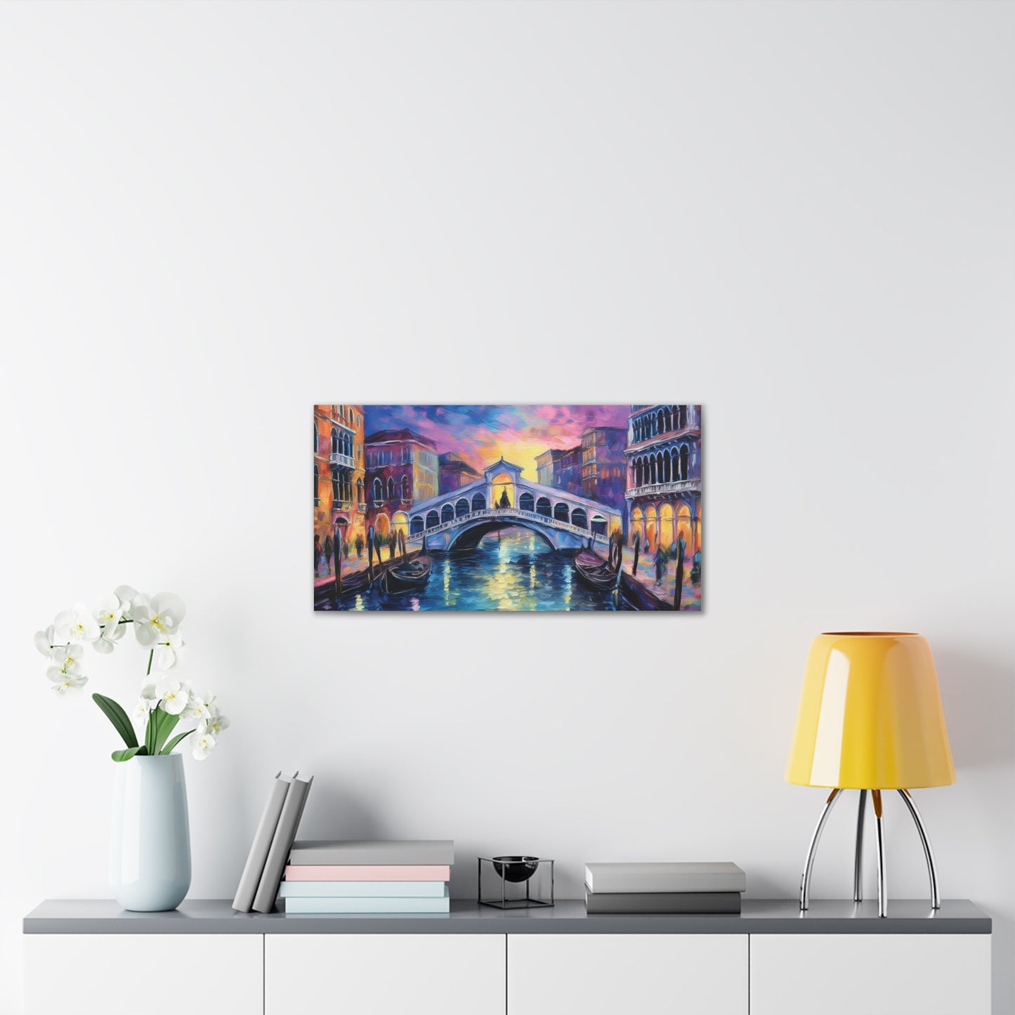 Vibrant Venice Canvas Art, Colorful Bridge Painting, Home Decor, Wall Art, Art for Living Room, Italian Landscape Print