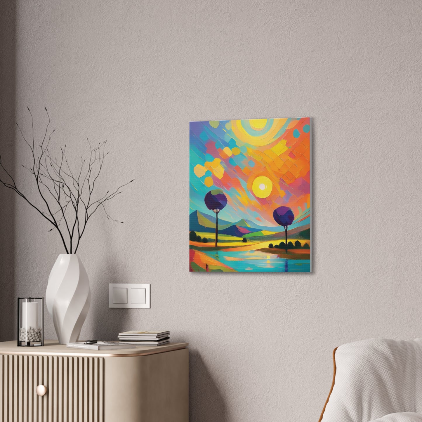 Vibrant Canvas Art Print, Colorful Wall Decor, Abstract Landscape Artwork, Home Decor, Gift for Art Lovers