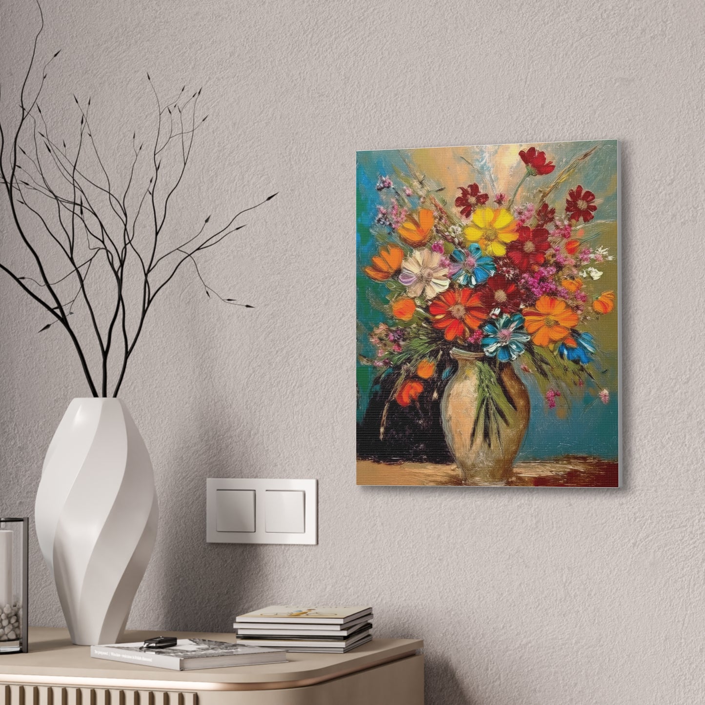 Canvas Wall Art - Colorful Floral Print for Home Decor, Vibrant Nature Artwork, Perfect Gift for Art Lovers, Living Room Accent