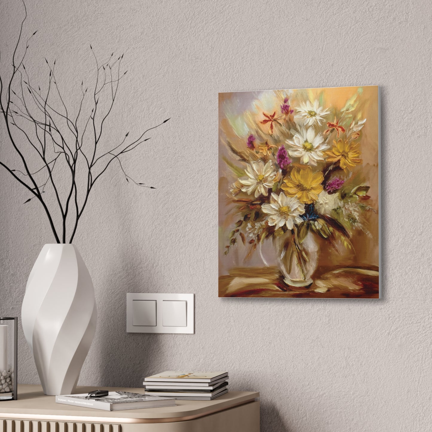 Floral Canvas Art Print, Vibrant Flower Decor, Wall Art for Home, Gift for Garden Lovers, Spring Decoration, Nature-Inspired Artwork