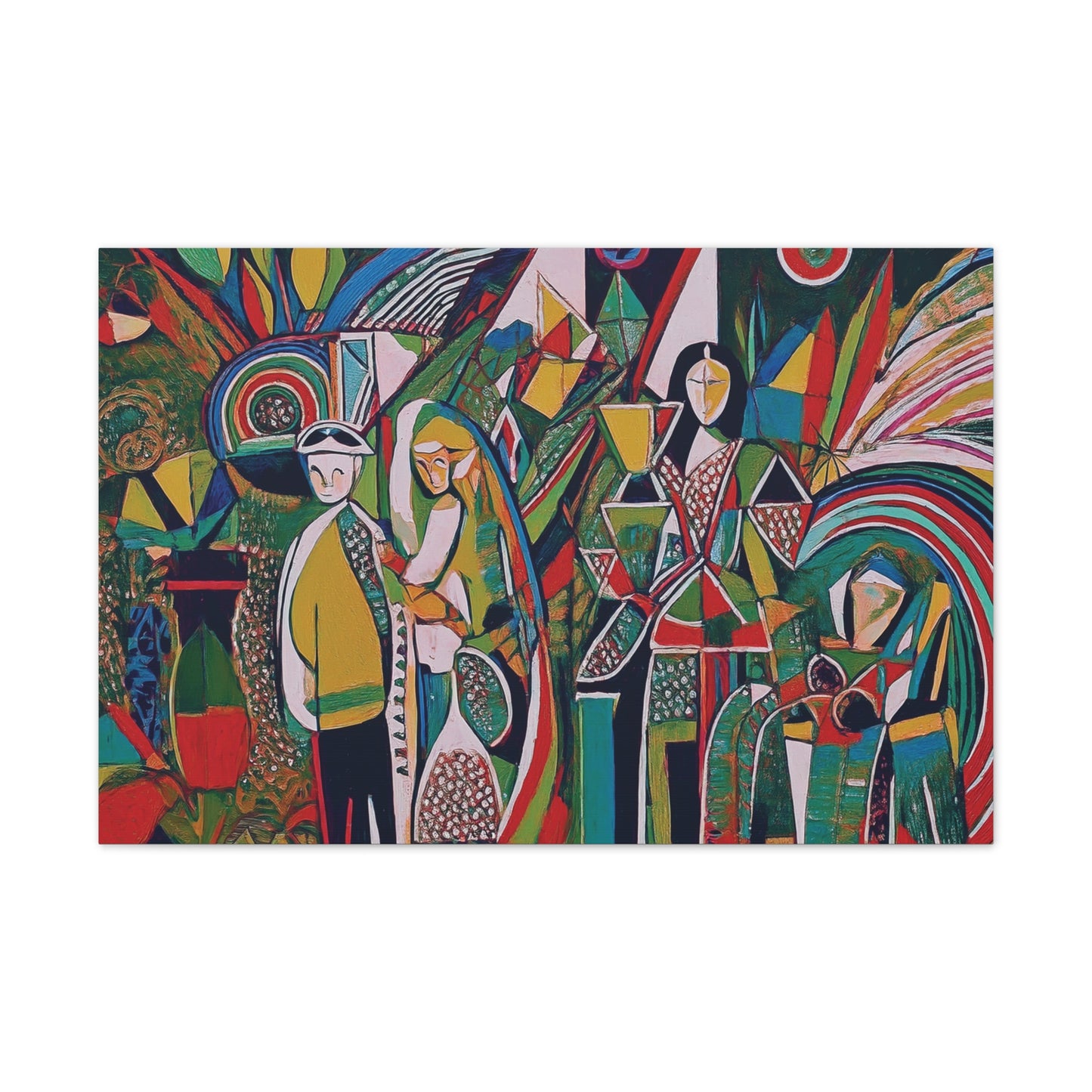 Canvas Print - Colorful Abstract Couple and Lady Standing Away
