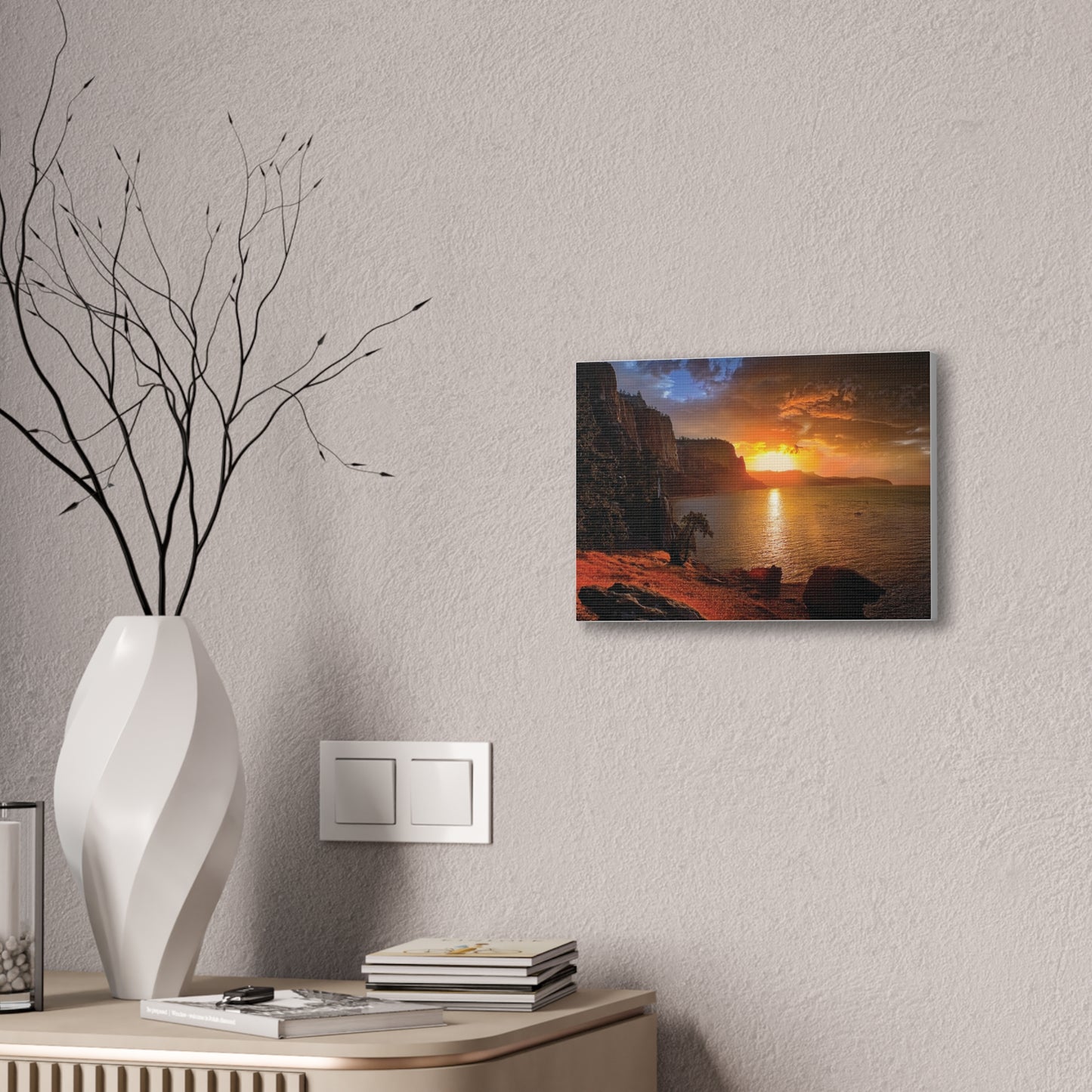 Sunset Canvas Print, Nature Wall Art, Scenic Home Décor, Gift for Nature Lovers, Coastal Landscape Decoration