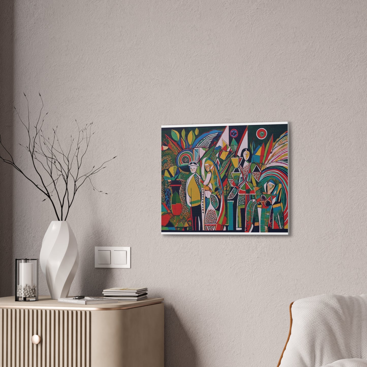 Canvas Print - Colorful Abstract Couple and Lady Standing Away