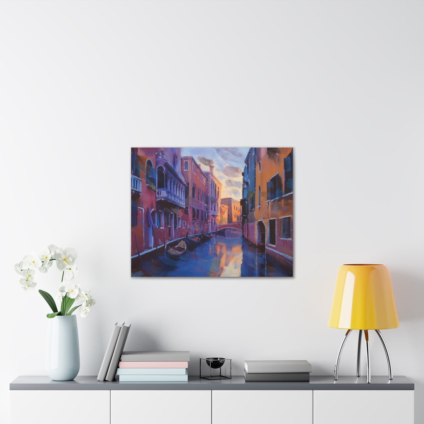 Vibrant Canvas Wall Art, Stretched Art Print, Home Decor, Venetian Landscape, Colorful Artwork, Gift for Art Lovers