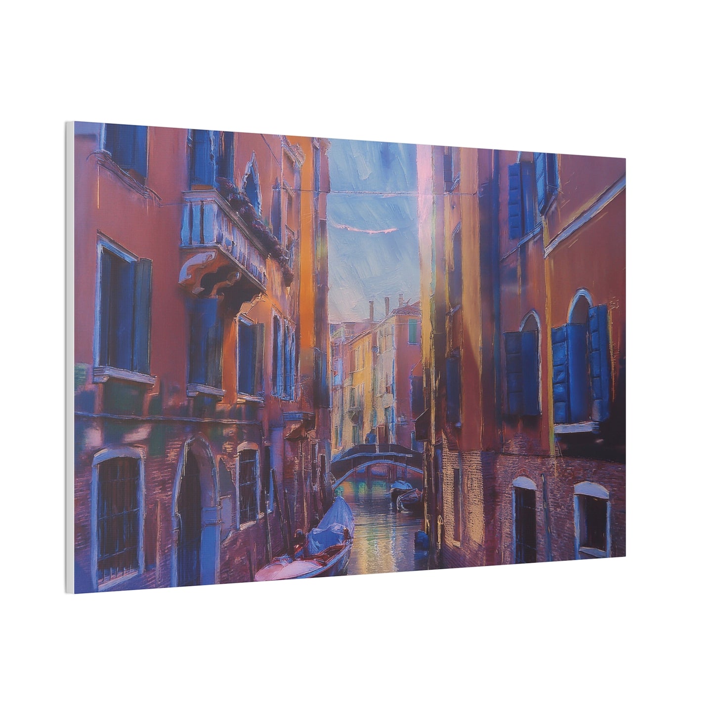 Venetian Canal Art Print, Canvas Wall Decor, Home Gallery Art, Gift for Art Lovers, Living Room Wall Art, Colorful Italian Landscape