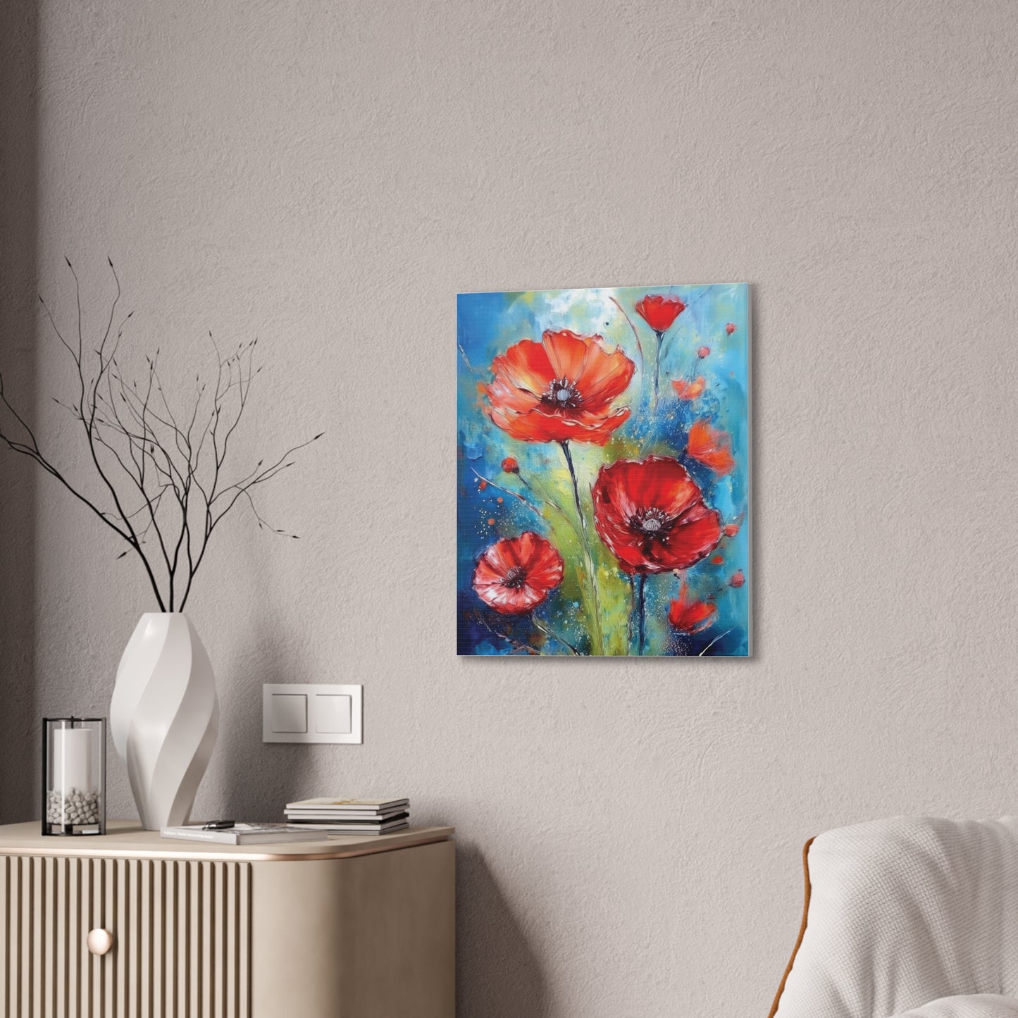 Vibrant Floral Canvas Art Print, Colorful Flower Wall Decor, Home Decor, Gift for Nature Lovers, Poppy Artwork, Vibrant Wall Art