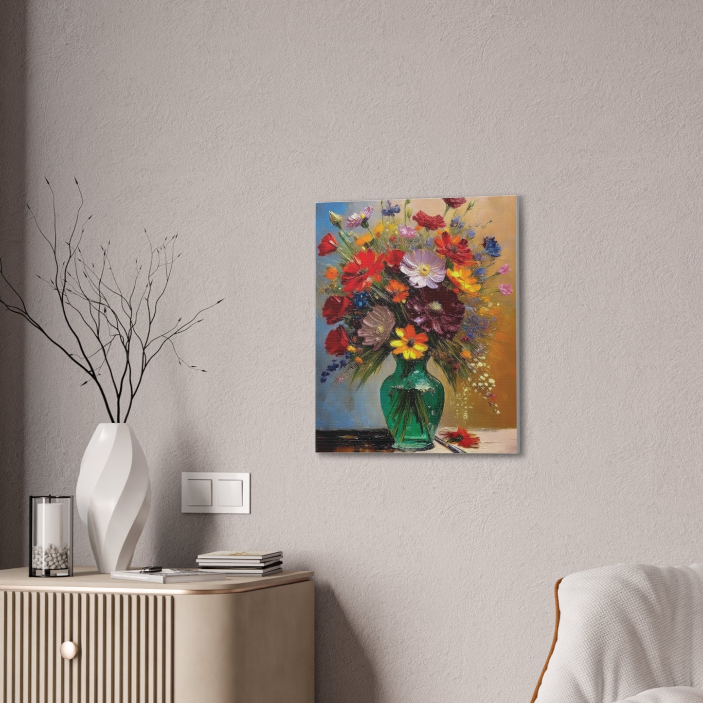 Floral Canvas Art Print, Colorful Flower Wall Decor, Home Interior Design, Gift for Art Lovers, Spring Decor