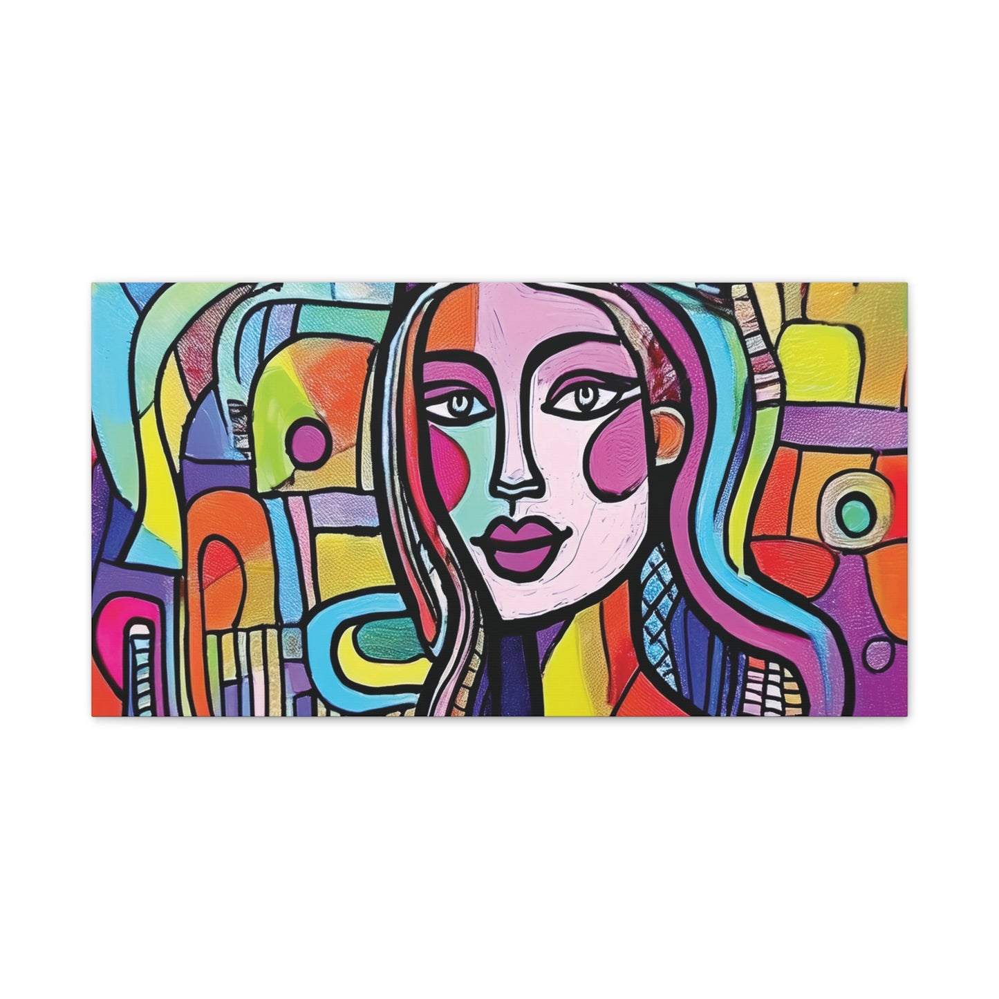 Colorful Canvas Art Print, Abstract Portrait Decor, Wall Art for Home, Colorful Wall Hanging, Gift for Art Lovers