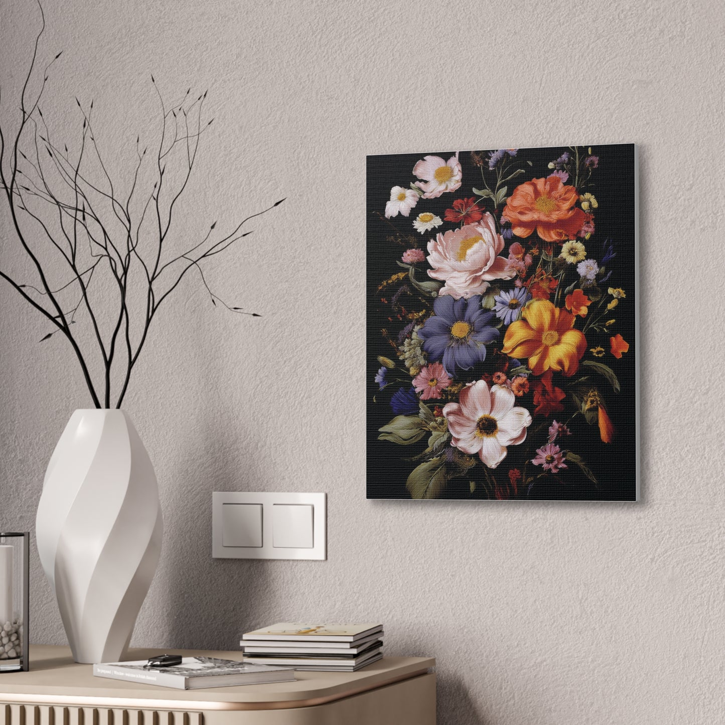 Floral Wall Art Canvas, Botanical Artwork, Home Decor, Gift for Her, Abstract Flower Print, Colorful Flower Canvas