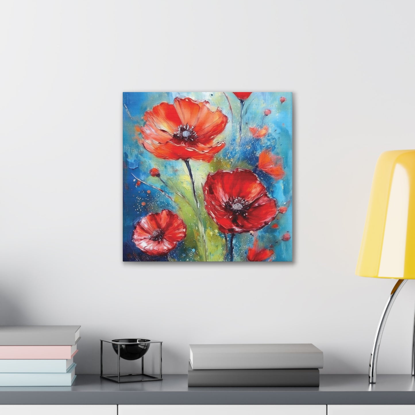 Vibrant Floral Canvas Art Print, Colorful Flower Wall Decor, Home Decor, Gift for Nature Lovers, Poppy Artwork, Vibrant Wall Art