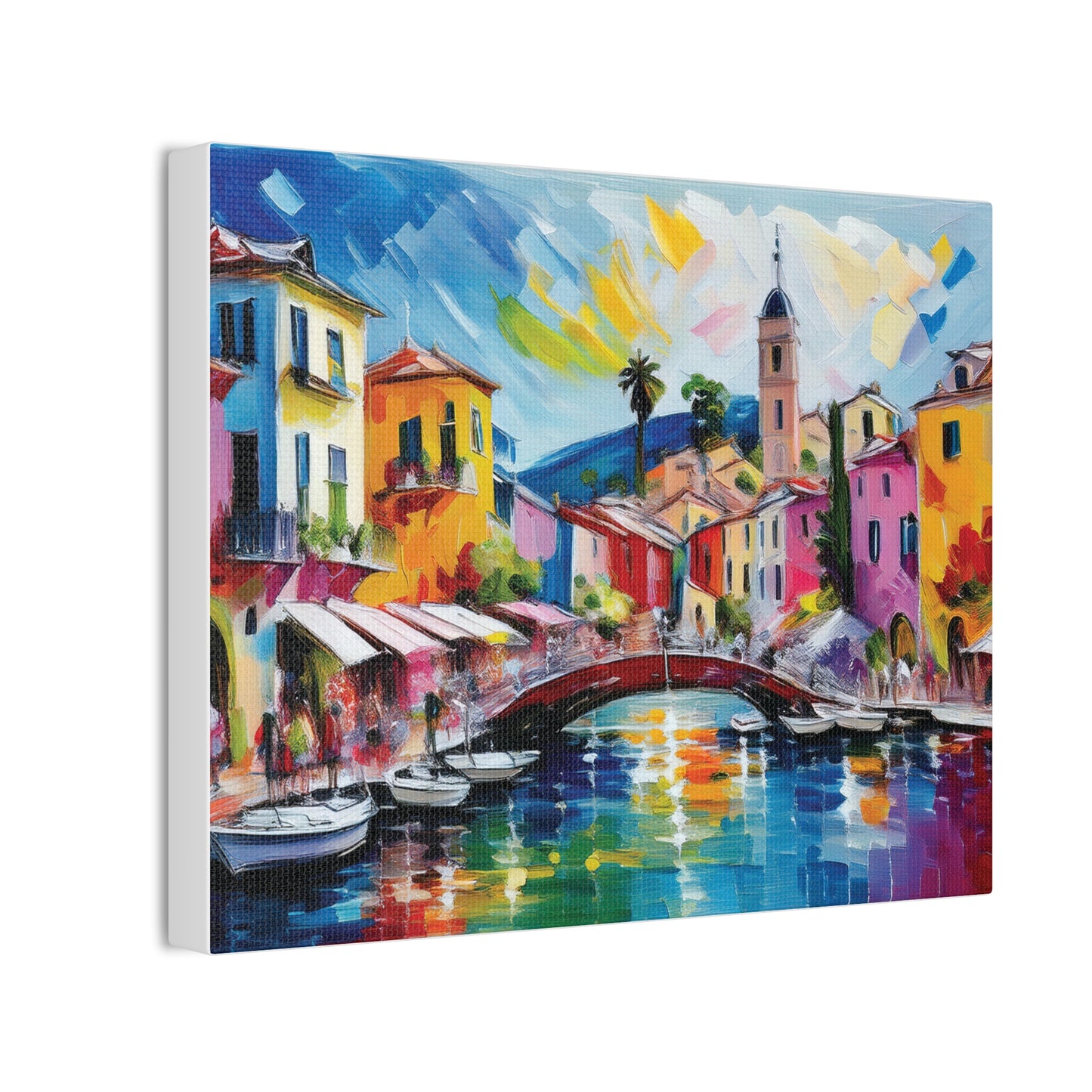 Vibrant Canvas Art, Colorful Wall Decor, Modern Artwork for Home, Italian Landscape Painting, Gift for Art Lovers