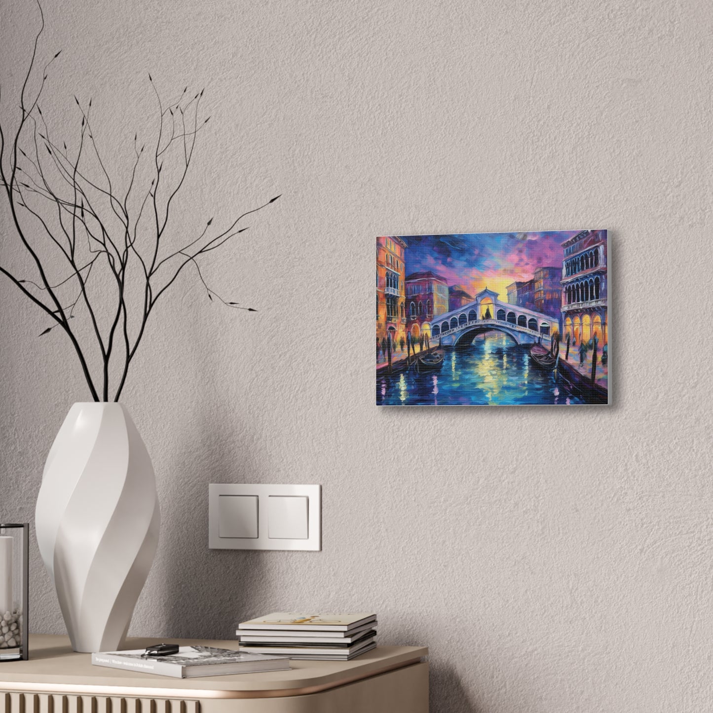 Vibrant Venice Canvas Art, Colorful Bridge Painting, Home Decor, Wall Art, Art for Living Room, Italian Landscape Print