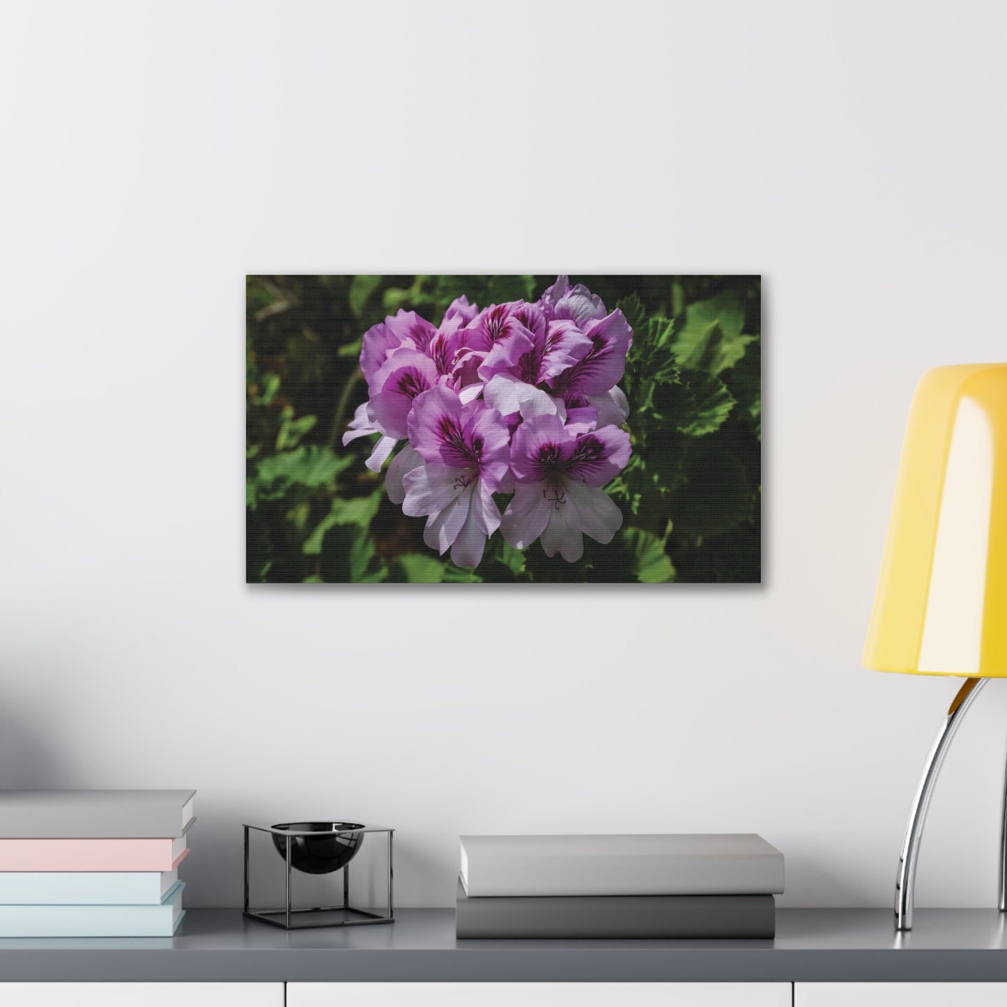 Pink Geranium Floral Canvas Print — Stretched Wall Art