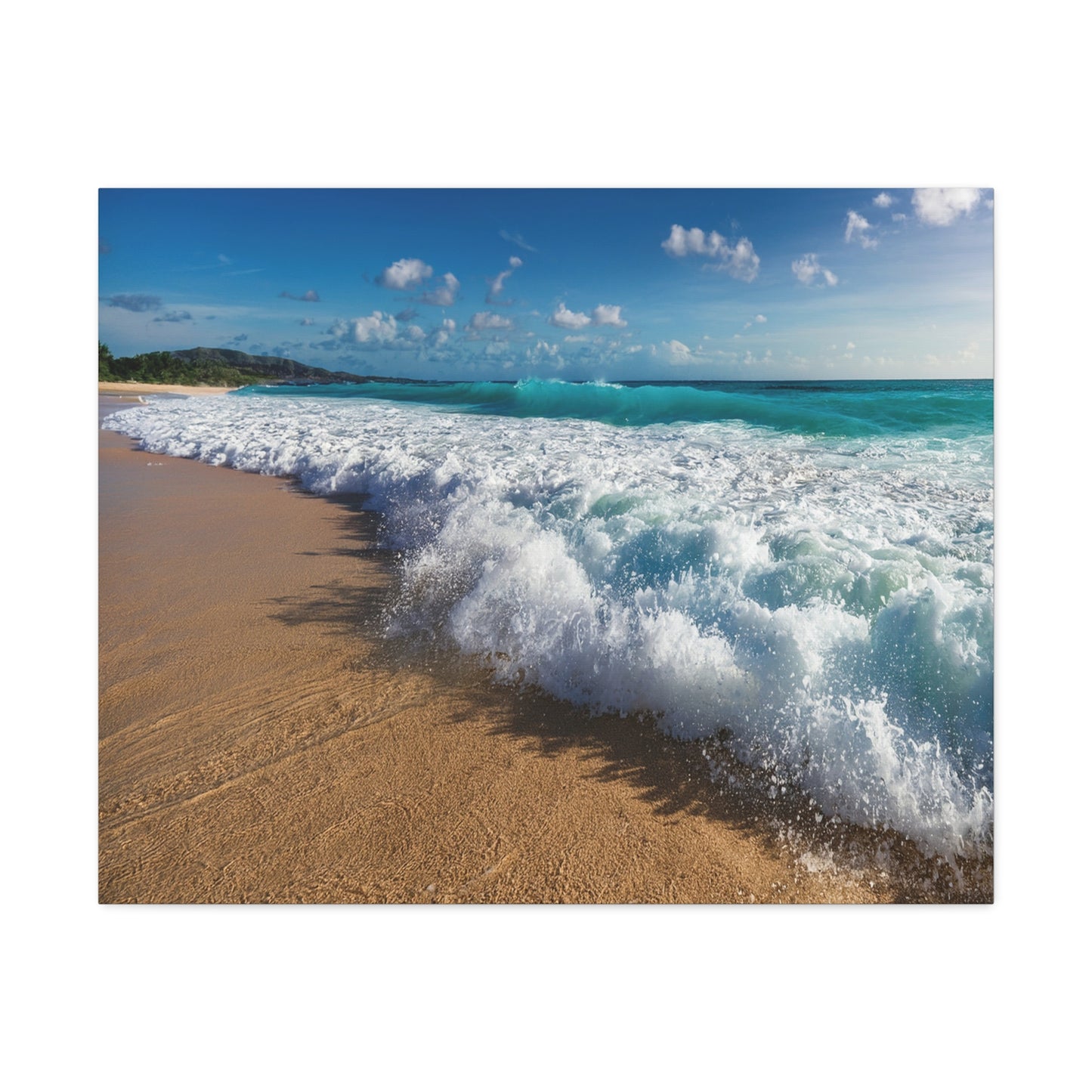Stretched Canvas Wall Art - Whispers of the Tide – Ocean Foam at Sunrise