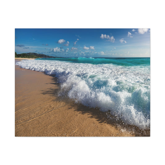 Stretched Canvas Wall Art - Whispers of the Tide – Ocean Foam at Sunrise