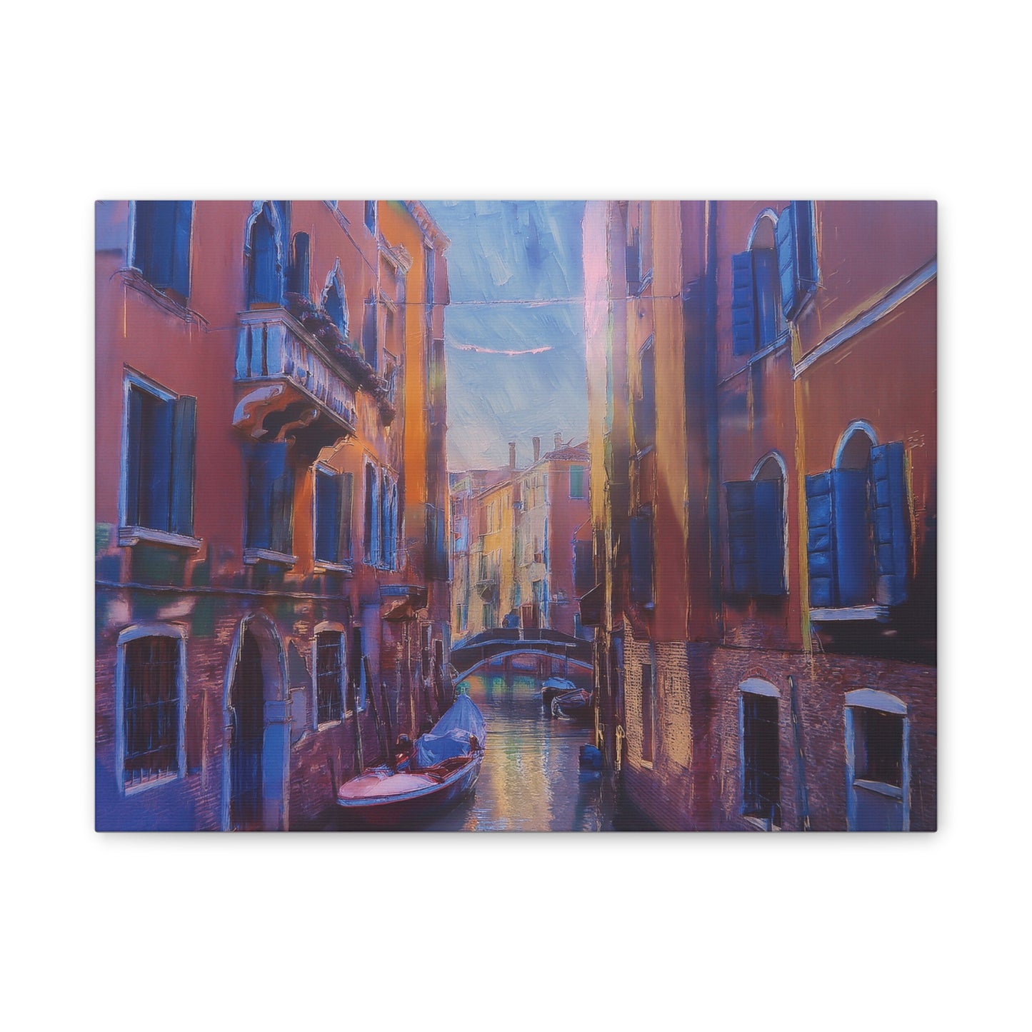 Venetian Canal Art Print, Canvas Wall Decor, Home Gallery Art, Gift for Art Lovers, Living Room Wall Art, Colorful Italian Landscape