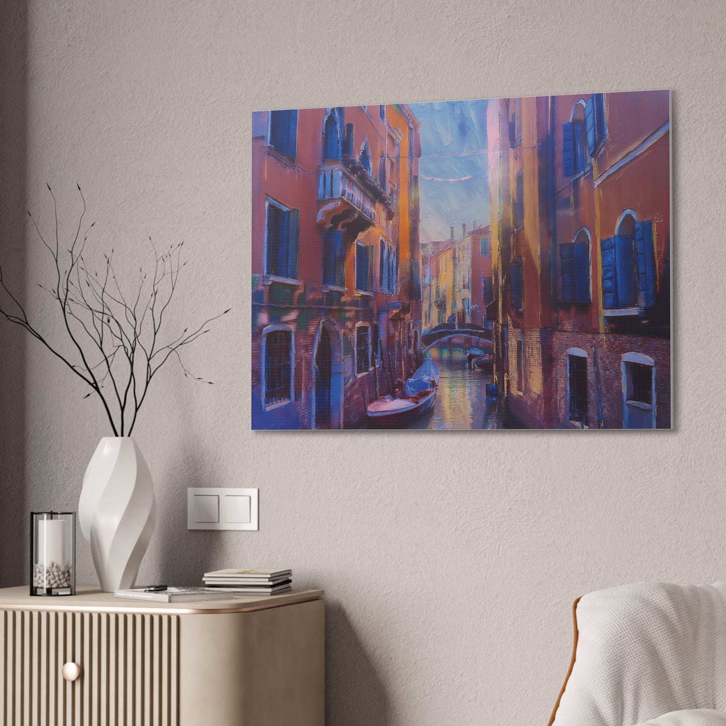 Venetian Canal Art Print, Canvas Wall Decor, Home Gallery Art, Gift for Art Lovers, Living Room Wall Art, Colorful Italian Landscape