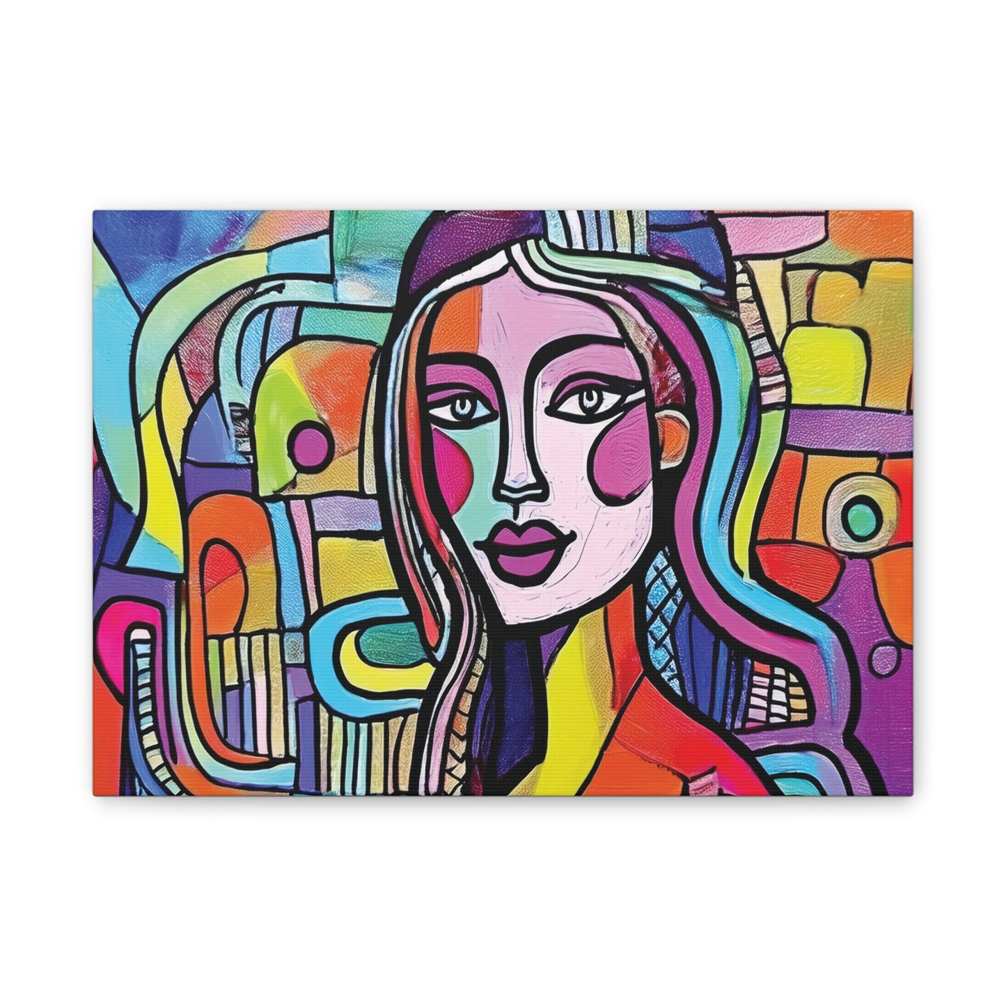 Colorful Canvas Art Print, Abstract Portrait Decor, Wall Art for Home, Colorful Wall Hanging, Gift for Art Lovers