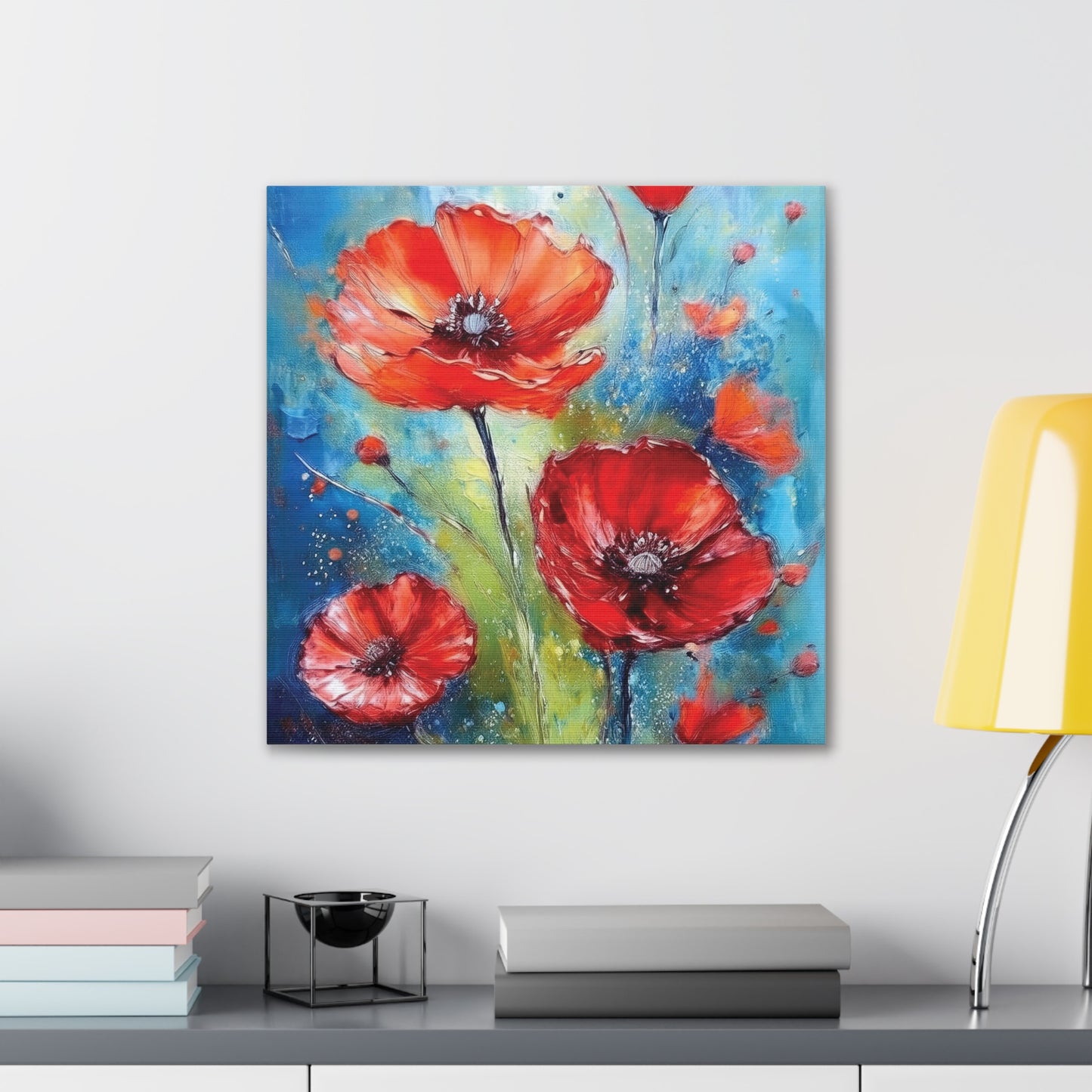 Vibrant Floral Canvas Art Print, Colorful Flower Wall Decor, Home Decor, Gift for Nature Lovers, Poppy Artwork, Vibrant Wall Art
