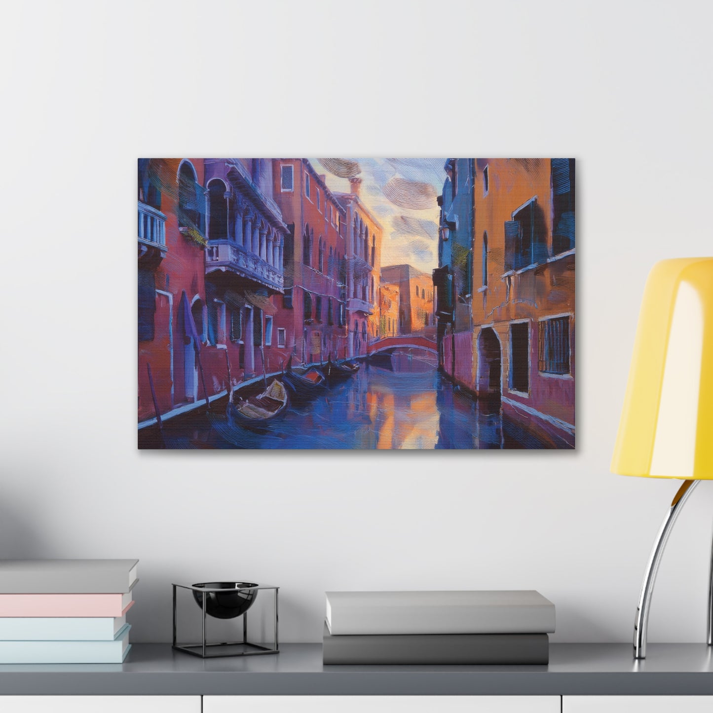 Vibrant Canvas Wall Art, Stretched Art Print, Home Decor, Venetian Landscape, Colorful Artwork, Gift for Art Lovers