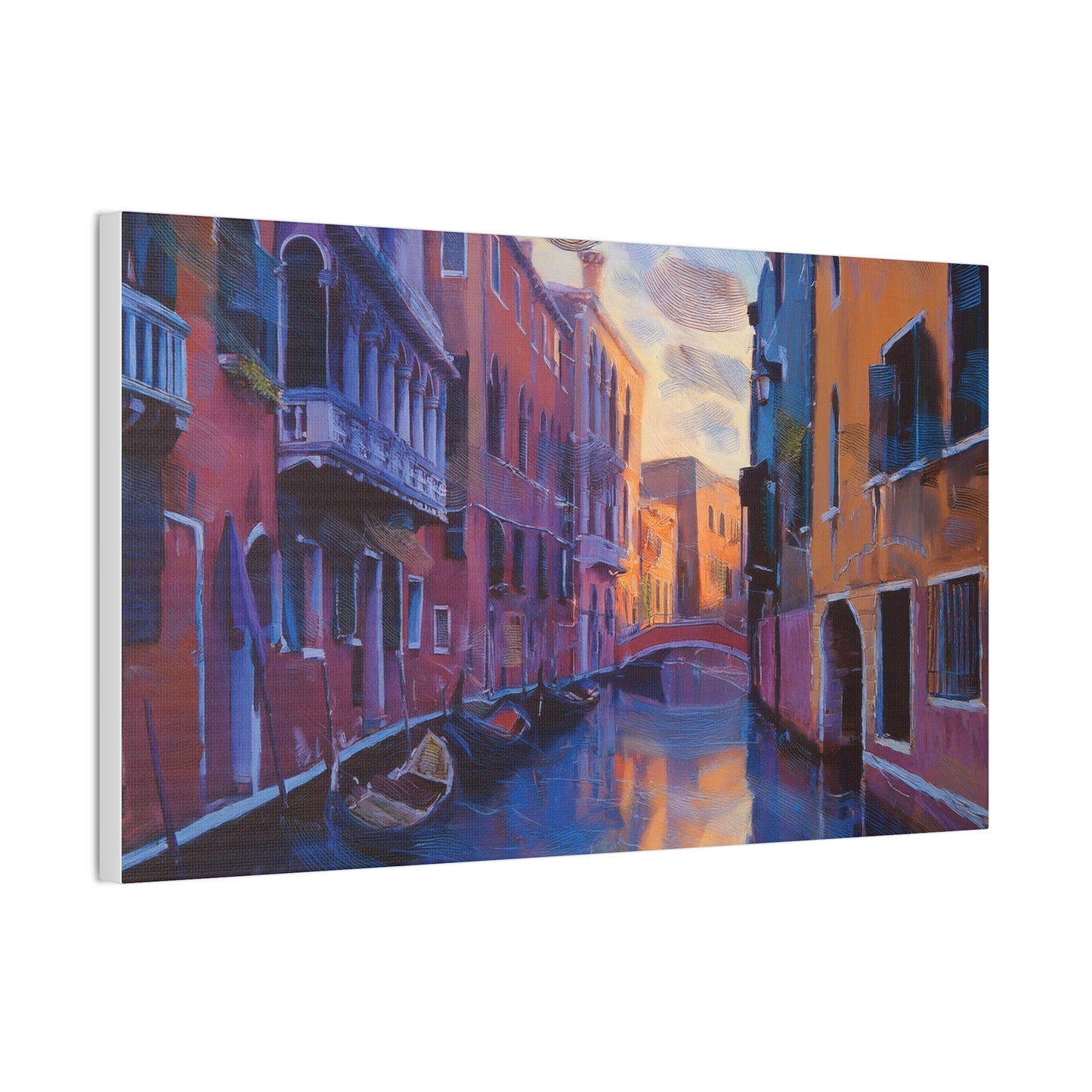 Vibrant Canvas Wall Art, Stretched Art Print, Home Decor, Venetian Landscape, Colorful Artwork, Gift for Art Lovers