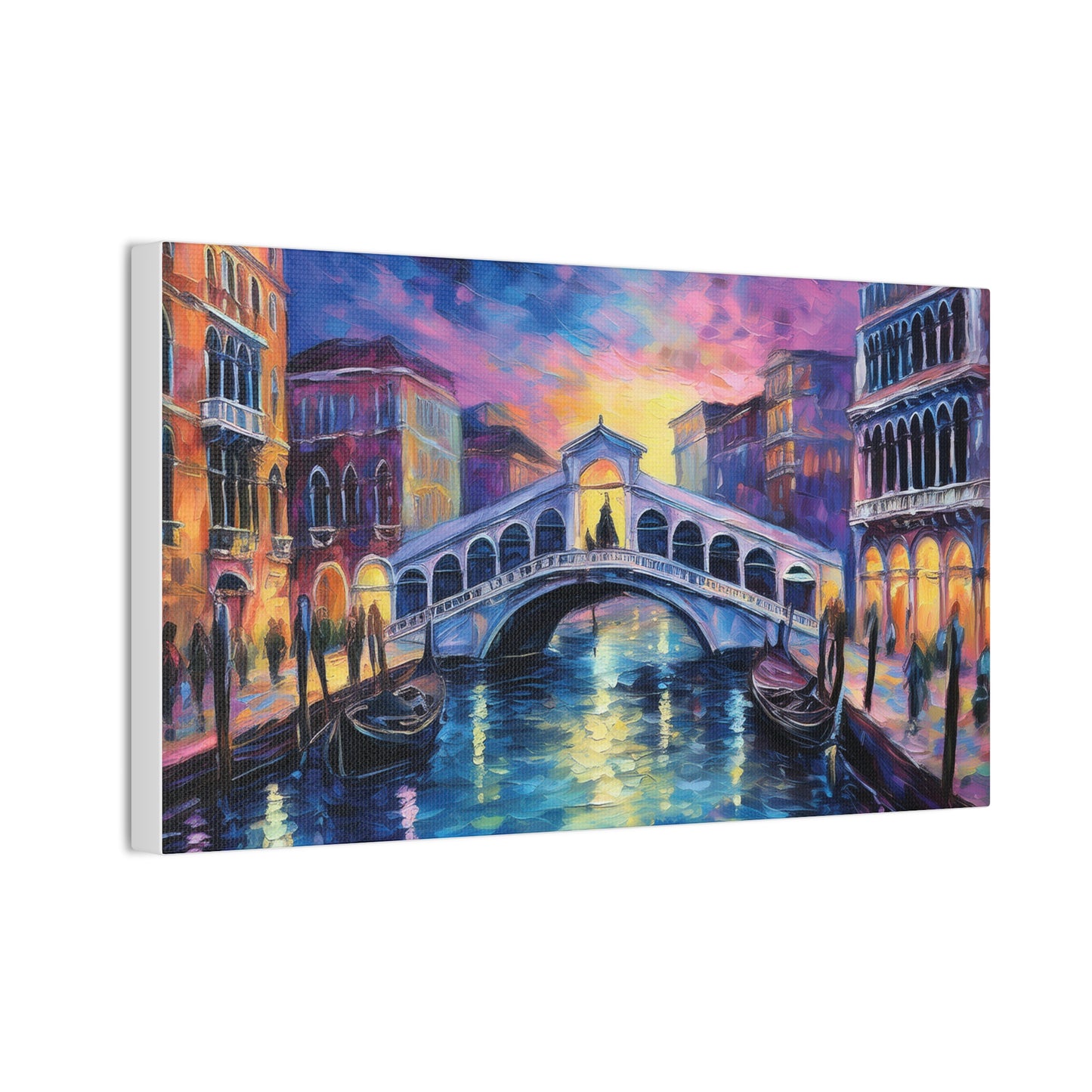Vibrant Venice Canvas Art, Colorful Bridge Painting, Home Decor, Wall Art, Art for Living Room, Italian Landscape Print