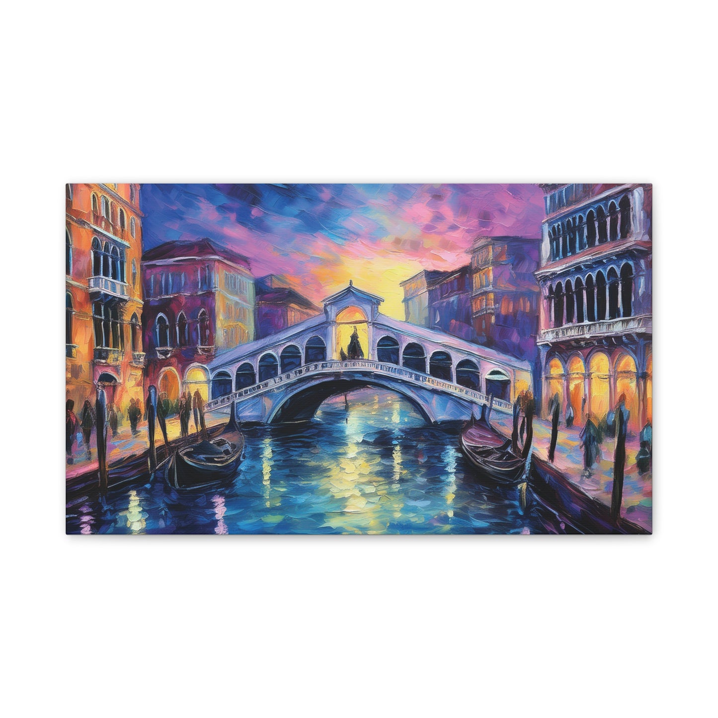 Vibrant Venice Canvas Art, Colorful Bridge Painting, Home Decor, Wall Art, Art for Living Room, Italian Landscape Print