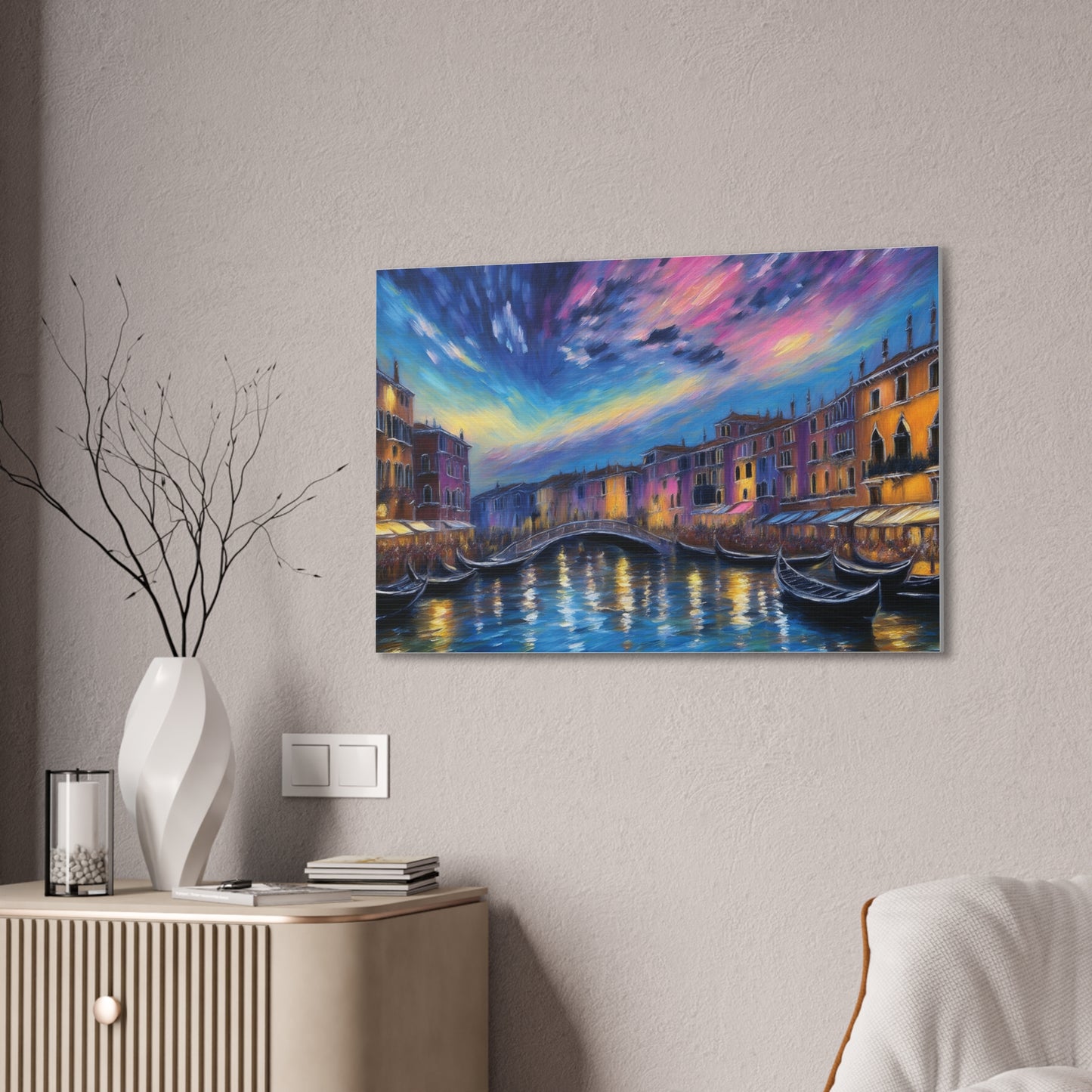 Canvas Wall Art, Serene Venice Scene, Home Decor, Art Gift for Her, Office Wall Decoration, Colorful Landscape Print